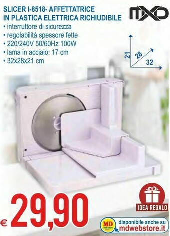 MD Discount Slicer i-8518 affettatrice in plastica elettrica richiudibile offerta