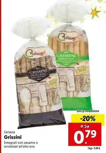 Lidl Grissini integrali con sesamo/ arrotolati all'olio extra vergine di oliva offerta