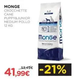 Arcaplanet Monge crocchette cane puppy&junior medium pollo offerta