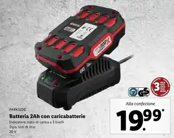 Lidl Parkside batteria 2ah con caricabatterie 20 v offerta