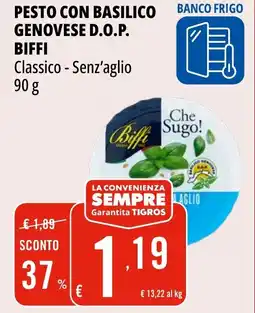 Tigros Pesto con basilico genovese D.O.P. BIFFI offerta