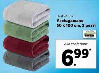 Lidl Livarno home asciugamano 50x100 cm 2 pezzi offerta