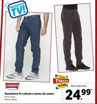 Pantalone in velluto o jeans da uomo