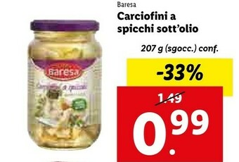 Lidl Carciofini a spicchi alla contadina sott'olio 207 g(ml) offerta