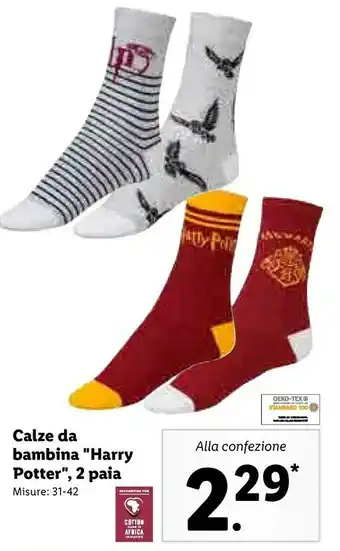 Lidl Calze da bambina '' harry potter'' 2 paia offerta