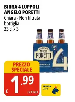 Tigros Birra 4 luppoli angelo PORETTI offerta
