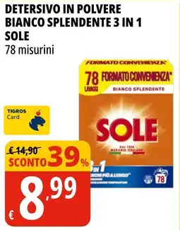 Tigros Detersivo in polvere bianco splendente 3 in 1 SOLE offerta