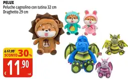 Tigros PELUX Peluche cagnolino con tutina 32 cm Draghetto 29 cm offerta