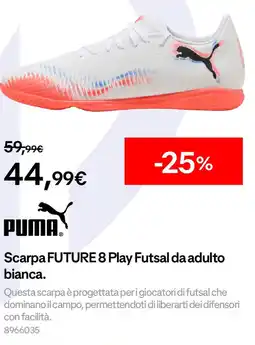 Decathlon PUMA Scarpa FUTURE 8 Play Futsal da adulto bianca offerta