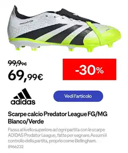 Decathlon adidas Scarpe calcio Predator League FG/MG Bianco/Verde offerta