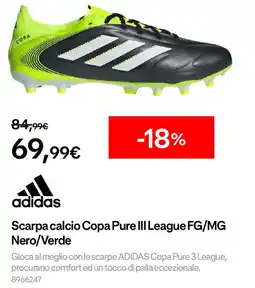 Decathlon adidas Scarpa calcio Copa Pure III League FG/MG Nero/Verde offerta