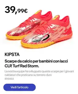 Decathlon KIPSTA Scarpe da calcio per bambini con lacci CLR Turf Red Storm offerta