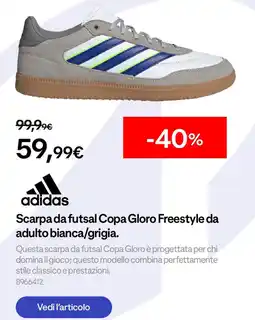 Decathlon adidas Scarpa da futsal Copa Gloro Freestyle da adulto bianca/grigia offerta