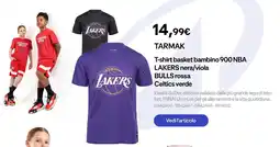 Decathlon TARMAK T-shirt basket bambino 900 NBA LAKERS nera/viola BULLS rossa Celtics verde offerta