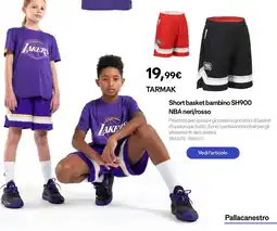 Decathlon LAKERS Short basket bambino SH900 NBA neri/rosso offerta