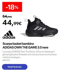 Decathlon Scarpe basket bambino ADIDAS OWN THE GAME 3.0 nere offerta