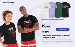 Decathlon TARMAK T-shirt basket adulto unisex TS 900 NBA Chicago Bulls nera offerta
