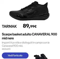 Decathlon TARMAK Scarpe basket adulto CANAVERAL 900 mid nere offerta