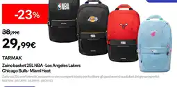 Decathlon TARMAK Zaino basket 25L NBA - Los Angeles Lakers Chicago Bulls - Miami Heat offerta