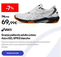 Decathlon Scarpe pallavolo adulto unisex Asics GEL SPIKE bianche offerta