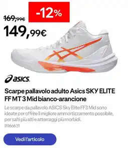 Decathlon Scarpe pallavolo adulto Asics SKY ELITE FF MT 3 Mid bianco-arancione offerta
