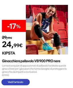 Decathlon KIPSTA Ginocchiere pallavolo VB 900 PRO nere offerta