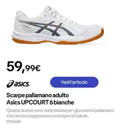 Decathlon Scarpe pallamano adulto Asics UPCOURT 6 bianche offerta