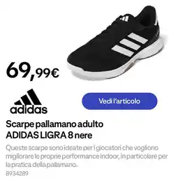 Decathlon Scarpe pallamano adulto ADIDAS LIGRA 8 nere offerta