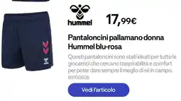 Decathlon Pantaloncini pallamano donna Hummel blu-rosa offerta