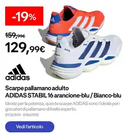 Decathlon Scarpe pallamano adulto ADIDAS STABIL 16 arancione-blu/Bianco-blu offerta