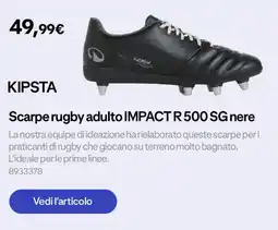 Decathlon KIPSTA Scarpe rugby adulto IMPACT R 500 SG nere offerta