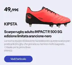 Decathlon KIPSTA Scarpe rugby adulto IMPACT R 500 SG edizione limitata arancione-nero offerta