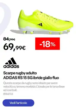 Decathlon Scarpe rugby adulto ADIDAS RS 15 SG ibride giallo fluo offerta