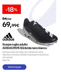Decathlon Scarpe rugby adulto ADIDAS RS15 SG ibride nero-bianco offerta