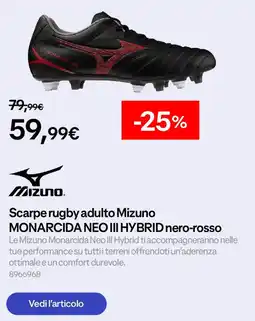 Decathlon Scarpe rugby adulto Mizuno MONARCIDA NEO III HYBRID nero-rosso offerta