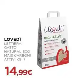 Arcaplanet Lovedì lettiera gatto natural eco mais carboni attivi offerta