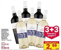 Interspar Falanghina Salento IGT/ Primitivo Salento IGT/ Negroamaro Salento IGT Masseria Settearchi offerta