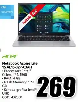 MediaWorld ACER Notebook Aspire Lite 15 AL15-32P-C3AH offerta