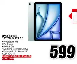 MediaWorld iPad Air M3 11″ Wi-Fi 128 GB offerta