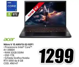 MediaWorld ACER Nitro V 15 ANV15-52-92F1 offerta