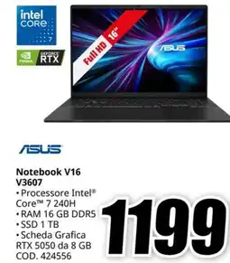MediaWorld ASUS Notebook V16 V3607 offerta