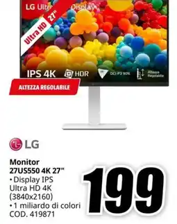 MediaWorld LG Monitor 27US550 4K 27" offerta