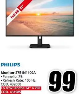 MediaWorld PHILIPS Monitor 27E1N1100A offerta