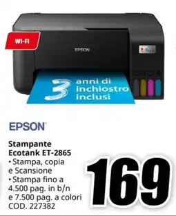 MediaWorld EPSON Stampante Ecotank ET-2865 offerta