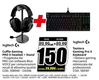 MediaWorld LOGITECH Cuffie Gaming PRO X headset + Stand offerta