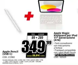 MediaWorld Apple Magic Keyboard per iPad 11 Generazione (A16) offerta
