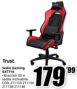 MediaWorld TRUST Sedia Gaming GXT714 offerta
