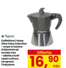 Interspar Tognana Caffettiera 3 tazze Ultra Class Induction offerta