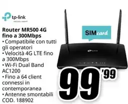 MediaWorld TP-LINK Router MR500 4G fino a 300Mbps offerta
