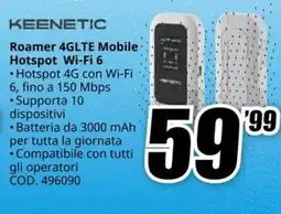 MediaWorld KEENETIC Roamer 4GLTE Mobile Hotspot Wi-Fi 6 offerta